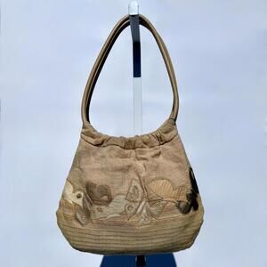 VTG 80s Boho Tote Bag w/ Butterflies Malerie Barad 70s Style Purse Shoulder Bag